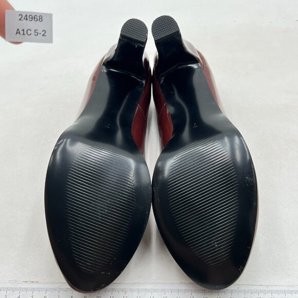 Miss Left Brown Low Platform Chunky High Heels Slip On Closed Round Toe Pump - Picture 7 of 8